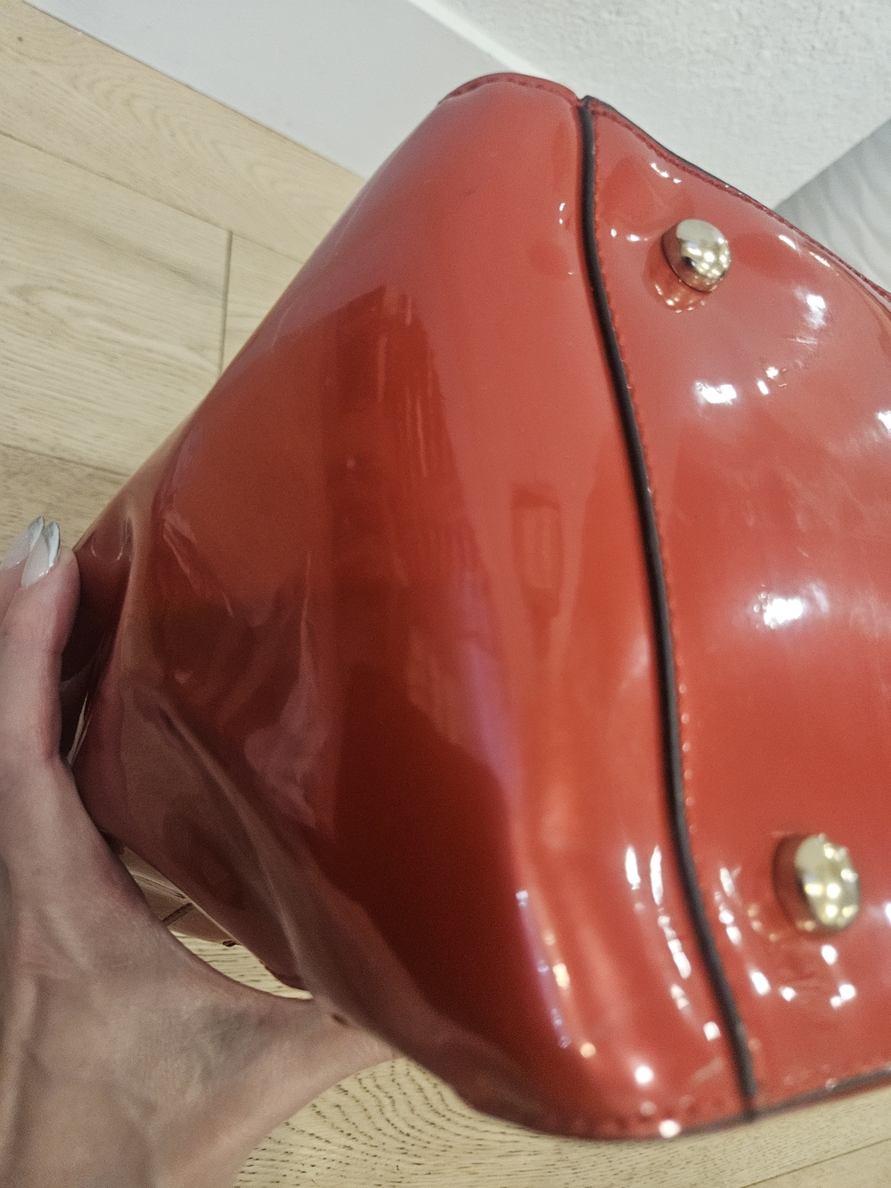 New Michael Kors Red Patent Leather Satchel - Picture 10 of 16